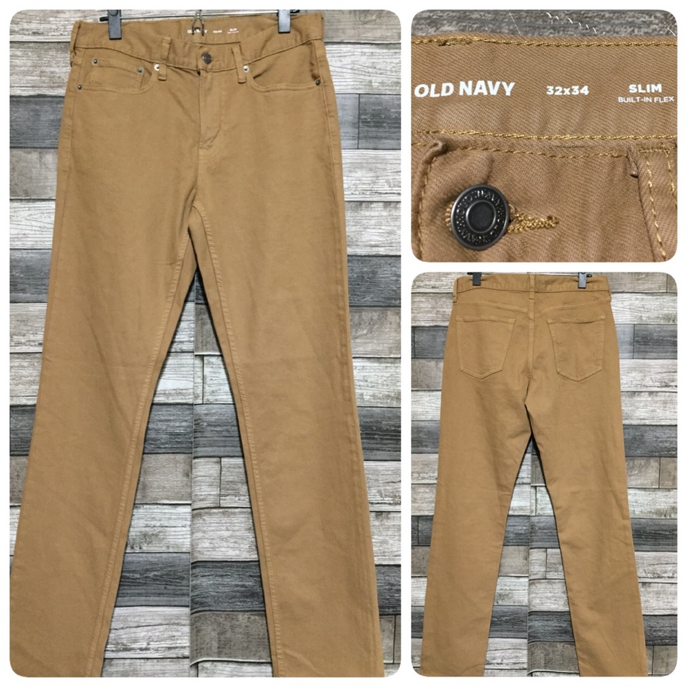 Old Navy Slim Jeans Men’s 32x34 Brown Tan Built In Flex Denim